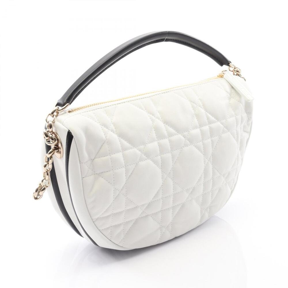 Dior Black Hobo Leather Handbag White VIBE Cannage